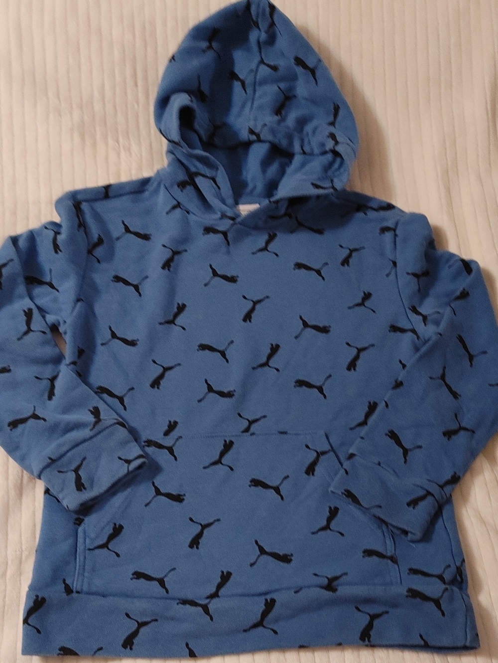 Kids Puma Blue Hooded Sweater with Black Logo Print Size Girls 10-12